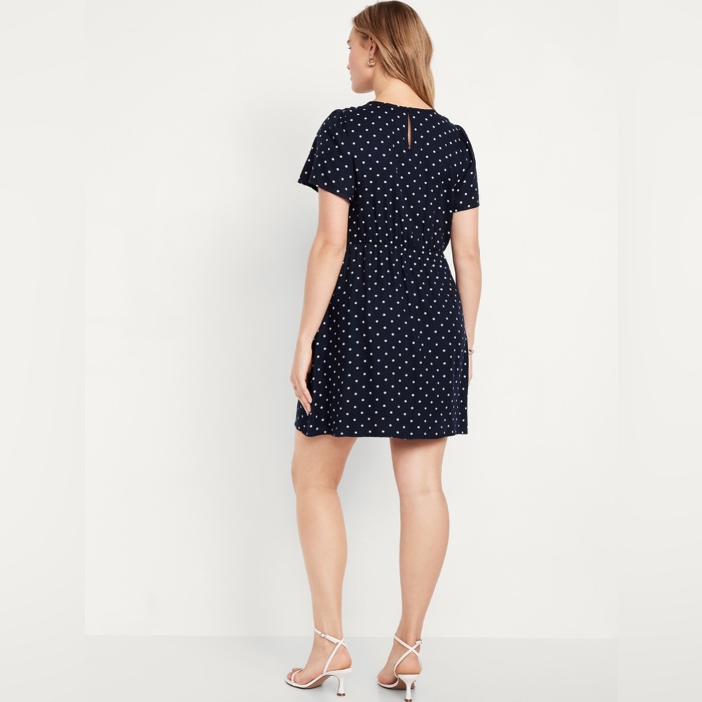 Old Navy Navy Blue Polka Dot Mini Dress - Picture 3 of 11